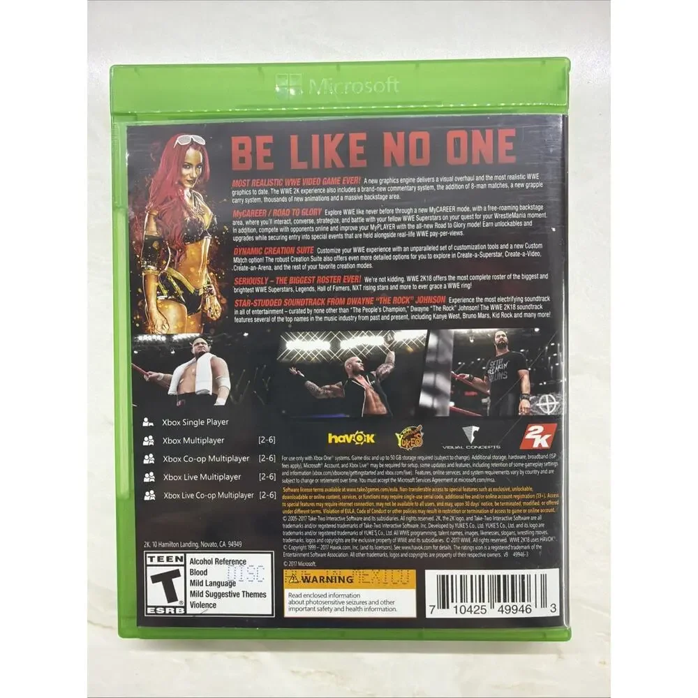 WWE 2K18 (Microsoft Xbox One, 2017) Tested Working Complete CIB